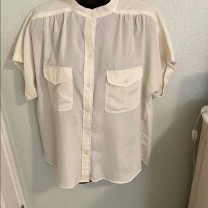 Liz Claiborne Cream Blouse Lightweight Short-Sleeved